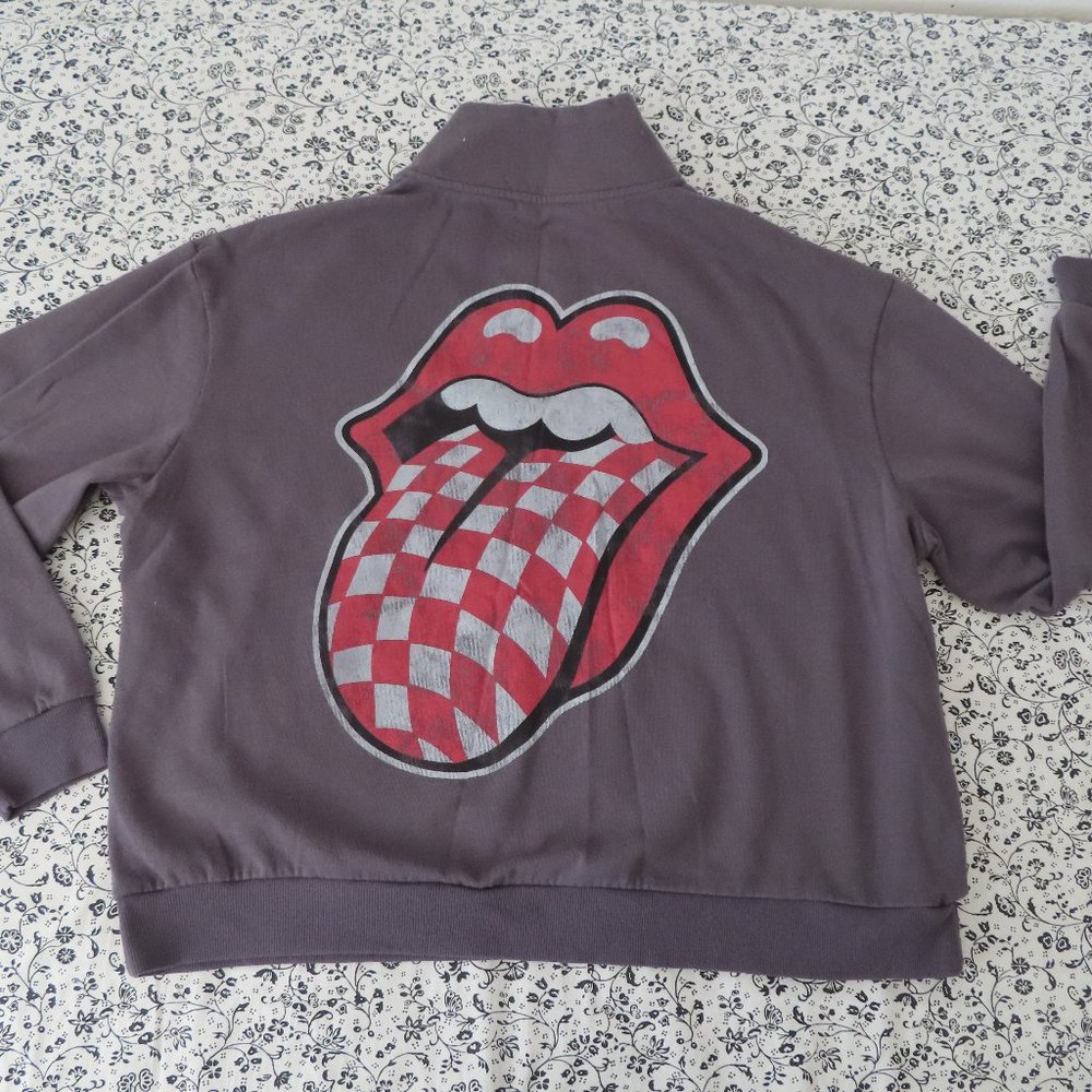 Rolling Stones Sweater Womens XL Dark Gray Pullover 1/4